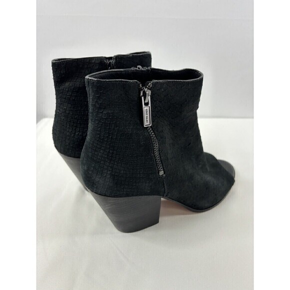 Cole Haan Grand.0S Peep Toe Bootie Black Embossed Nubuck Leather 9 Ankle Zip - Picture 7 of 13